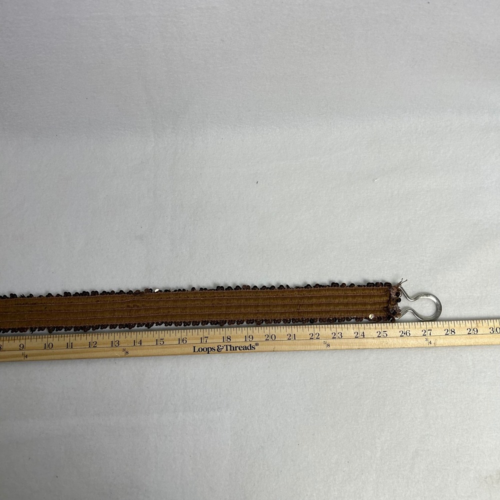 Glamcore Women OS Bronze Brown Sequin Interlocking Clasp Waist Belt - Picture 5 of 8